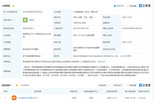 小米在武汉成立智能家电公司